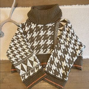Free People Brown and Cream Turtleneck Sweater